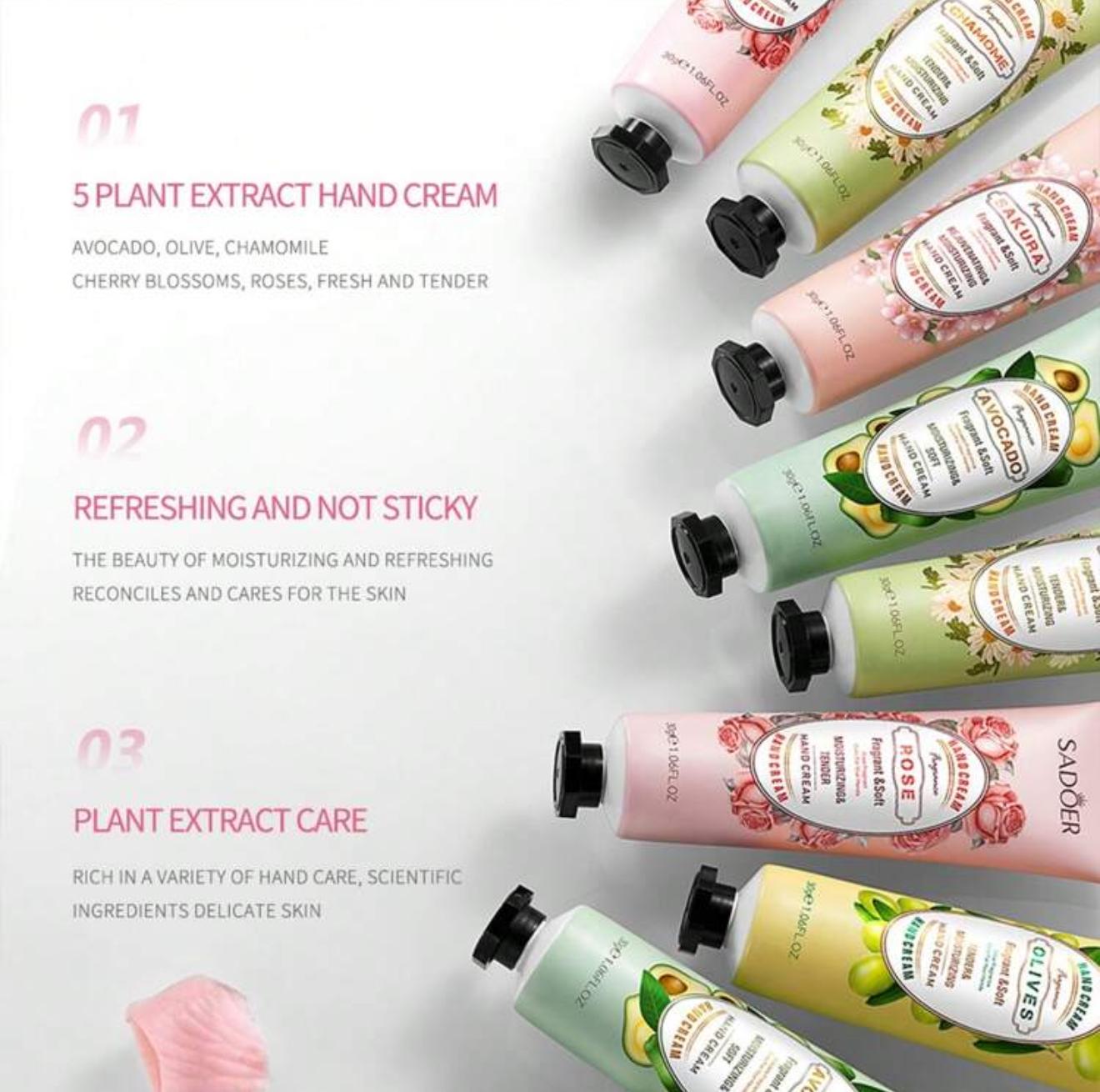 Autumn And Winter Hand Creams, Chamomile, Avocado, Cherry Blossom, Olive, Rose Hand Creams, Moisturizing(1 piece)